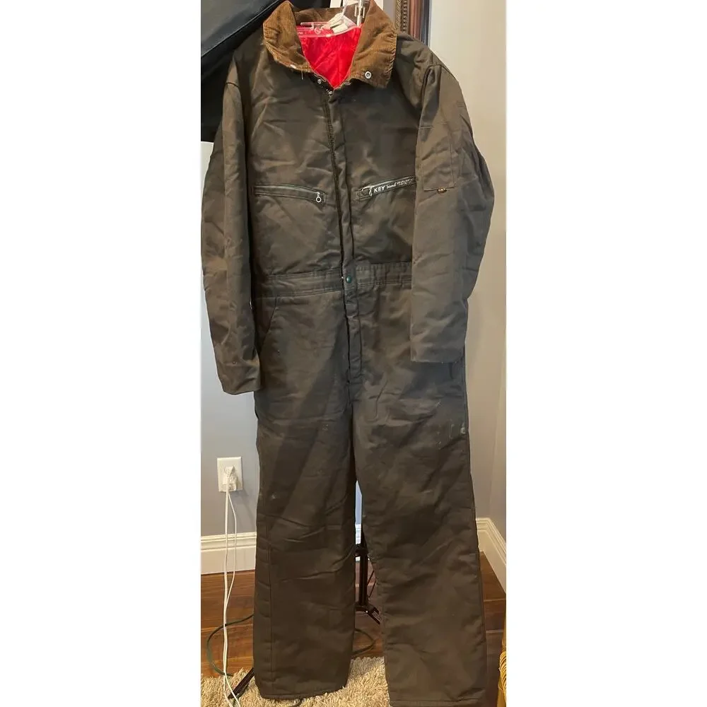 Key Imperial Vintage Mens Green Insulated Coveralls, Winter, Work, Medium
